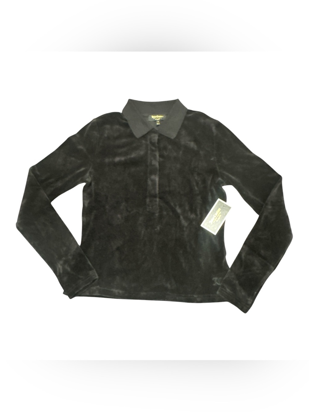 Juicy Couture Black Label Velour Long Sleeve Polo Top